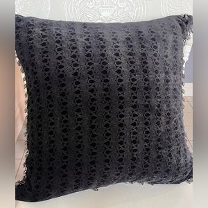 Reverse Printed Velveteen Pillow with Purple Beaded Trim